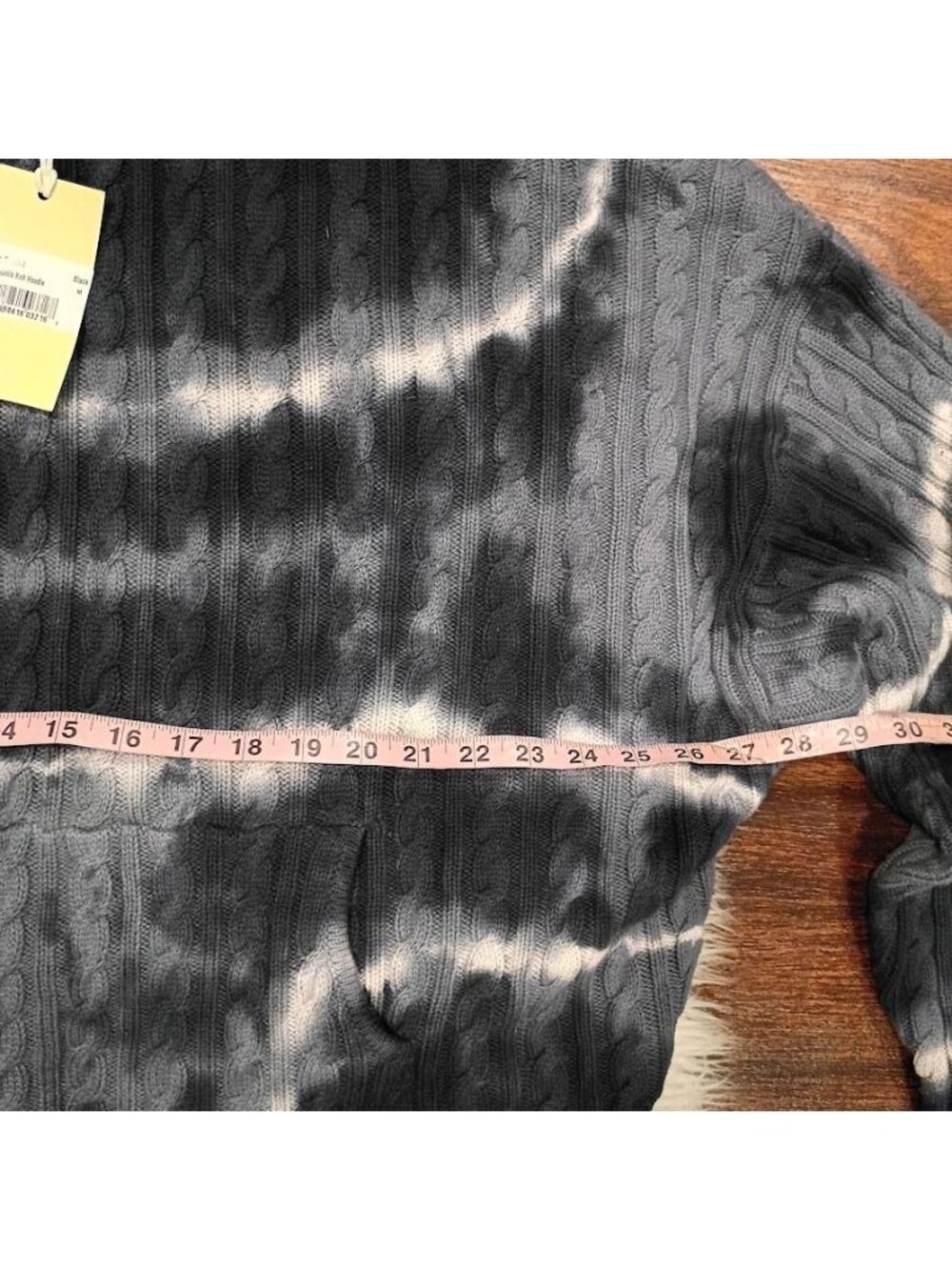 MNML Mens Tie Dye Cable Knit Hoodie Black  M Cotton Cropped Oversized Fit New Wi - Picture 7 of 13